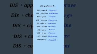 dis prefix wordsenglish vocabulary youtubeshorts english [upl. by Nitsreik184]