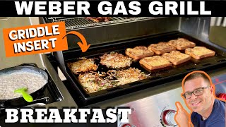 Huge Breakfast on a GAS GRILL WHAT Big WEBER Griddle Insert Breakfast [upl. by Ahsiyn667]