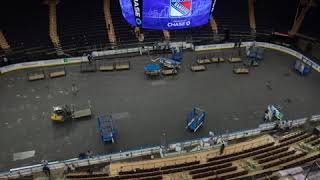 Timelapse of Madison Square Garden transforming from basketball court to hockey rink  ESPN [upl. by Omland692]