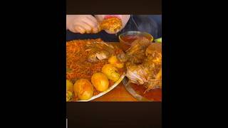 Schezwan rice with whole chicken curry and egg fry mukbang bigbiteschallenge chickensatay [upl. by Pieter]