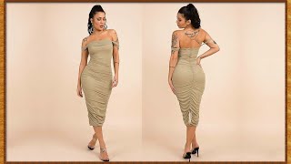 Elegant fitted pleated midi dress [upl. by Leivad787]