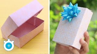 How to make a paper gift box with lid  Easy  LampZoom [upl. by Tecu184]