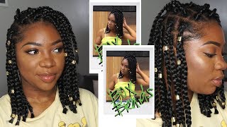 EASY JUMBO BOX BRAIDS RUBBERBAND METHOD BOB STYLE [upl. by Yecac]