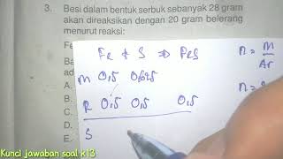 Besi dalam bentuk serbuk sebanyak 28 gram akan direaksikan dengan 20 gram belerang menurut reaksi [upl. by Sagerman446]