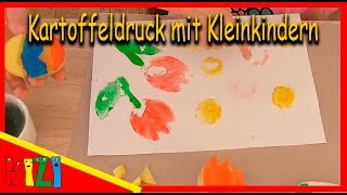 Kartoffeldruck mit Kleinkindern  STEMPEL machen  selbermachen basteln für kinder do it yourself [upl. by Haig]