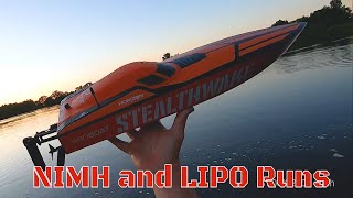 Proboat StealthWake 23 inch brushed deep V RC Boat Maiden and 2nd run on LIPO [upl. by Ettegirb]