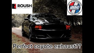 BBK long tubes Roush mufflers catless xpipe on Gen 1 coyote [upl. by Ekihc]