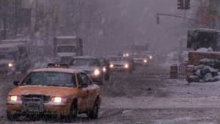 NYC Snow Storm wHigh Winds Manhattan NY March 2nd 2009 [upl. by Gnuhp]