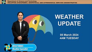 Public Weather Forecast issued at 4AM  March 5 2024  Tuesday [upl. by Nylak]