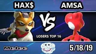 GOML 2019 SSBM  VGBC  aMSa Yoshi Vs Hax Fox Smash Melee Tournament Losers Top 16 [upl. by Morell]