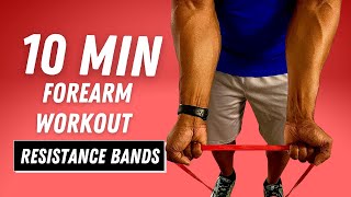 Follow Along  Resistance Band 10 minute Forearm Workout  w Timer [upl. by Peony]