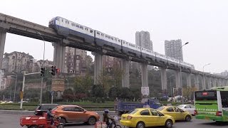 Chongqing Monorail 8 car trains First Look 重庆轨道交通（单轨）3号线，8节编组“加长版”列车 [upl. by Russo]