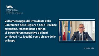 Terzo Forum espositivo dei beni confiscati videomessaggio Presidente Fedriga [upl. by Aznofla]