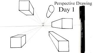 perspective Drawing Day 1 one point perspective  Basic fundamentals [upl. by Ahsenak]