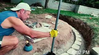 Fire Pit  Retaining Wall on a Sloped Yard Timelapse [upl. by Springer]