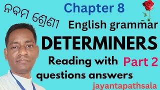 9th class Odia medium English grammar chapter 8 answers part 2 determiners [upl. by Ahseik292]