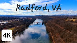 Aerial Drone Views of Radford VA in late winter  4K  Home of Radford University [upl. by Britteny]