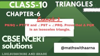 Ex3 PSSQ  PTTR and ∠PST  ∠PRQ Prove that Δ PQR is an isosceles triangle class10triangles [upl. by Barnaby]