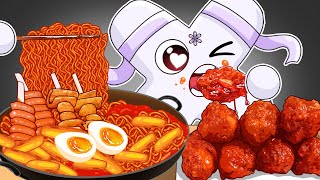 ASMR Mukbang  Spicy Noodles amp Tteokbokki Fried Chicken  Alphabet Lore X Cooking Mukbang Animation [upl. by Matthieu]