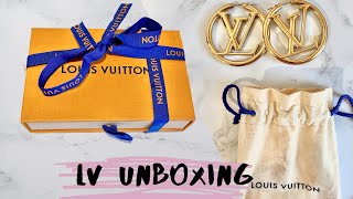 First Louis Vuitton Unboxing  Louise Hoop Earrings [upl. by Ramel]