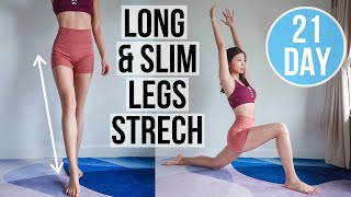 15 MIN STRETCH FOR SLIM amp LONG LEGS  21Day Lower Body Transform Program [upl. by Neryt]