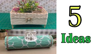 5 Diy Cardboard Organizer Diy Rope Home Organizer [upl. by Ahsiemac]