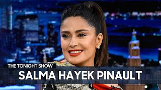 Salma Hayek Pinault Talks About Her World Cup Prank Fake Christmases and Pet Owl  The Tonight Show [upl. by Eyatnod]