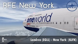 FSX  IVAO  Londres EGLL  New York KJFK en 747400 iFly British Airways RFE New York [upl. by Zarger]