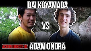 Dai Koyamada VS Adam Ondra  Action Directe 9a  Rock Climbing Comparison [upl. by Tesil]