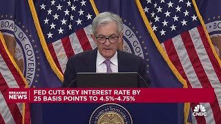 Federal Reserve Chair Powell speaks after Fed cut interest rates by a quarter point [upl. by Halac]