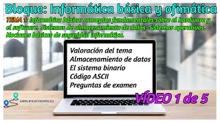 Informática básica y ofimática Tema 1 Informática básica Administrativos y Auxiliares del Estado [upl. by Norramic]