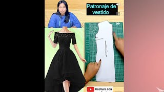 Como cortar vestido escote sin hombros y falda asimetrica Patronaje [upl. by Ennaylil893]