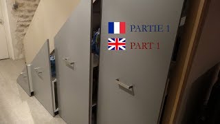 installer un placard coulissant sous escalier Part 1  Install a sliding storage under stairs Part 1 [upl. by Klinger]