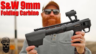 New SampW Folding 9mm Carbine MampP FPC First Shots [upl. by Llorrac816]