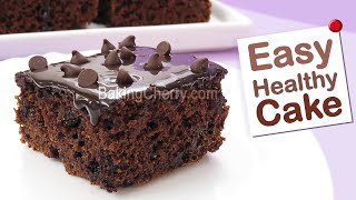 EASY and HEALTHY Chocolate CAKE Recipe  NO Refined Sugar NO added fat  Baking Cherry [upl. by Nediarb]