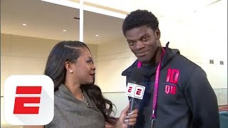 Lamar Jackson at NFL Combine Im here to be a quarterback  ESPN [upl. by Salomie]