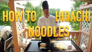 Pro Hibachi Chef teaches how to cook basic hibachi Noodles on Blackstone griddle [upl. by Millan]