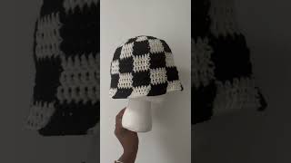 Black and white checkered bucket hat 🧶🖤🤍 checkered crochetbuckethat [upl. by Rowen]