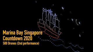 Marina Bay Countdown 2020  500 Drones 2nd Performance [upl. by Etakyram]