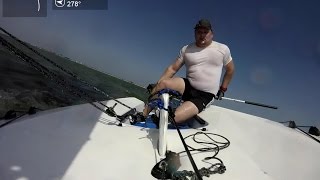 RS Aero 9  Jibing amp Capsizing in 20 mph Winds [upl. by Abdu995]