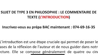 Sujet de Type 3 en PHILOSOPHIE  L’INTRODUCTION qui passe partout [upl. by Sliwa]