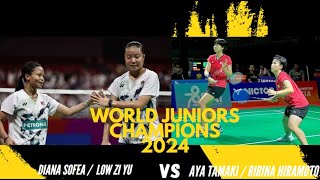 FINAL WORLD JUNIORS WOMEN DOUBLE  Low Zi YuDania Sofea VS Ririna HiramotoAya Tamaki [upl. by Cristoforo]