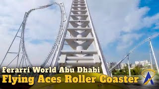 Flying Aces Roller Coaster – Front Row POV at Ferrari World Abu Dhabi [upl. by Radek]