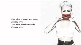 Miley Cyrus  Lilac Wine \ Lyrics On A Screen [upl. by Nialb570]