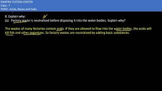 8 Explain why Factory waste is neutralised before disposing it into the water bodies Explain why [upl. by Adria]