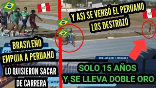 BRASILEÑO TRAMP0SO EMPUJA a ATLETA PERUANO para que PIERDA y PERUANO ASI SE VENG0 [upl. by Asiulairam]