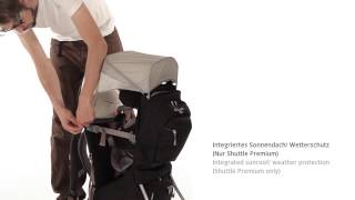 VAUDE  Integrated Sun Cover amp Weather Protection  Shuttle Child Carrier DEEN [upl. by Hsara]