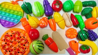 Satisfying Video ASMR Cutting Plastic Fruits and Vegetables Egg Pizza Durian vs Squishy amp Pop it [upl. by Spiro573]