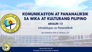 Aralin 13 Introduksyon sa Pananaliksik  Komunikasyon at Pananaliksik [upl. by Llenehc315]