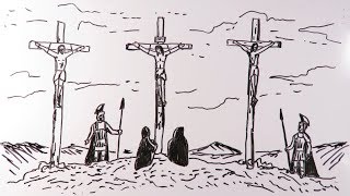 Dibuja a Jesús Crucificado en el Calvario o Gólgota [upl. by Suellen687]